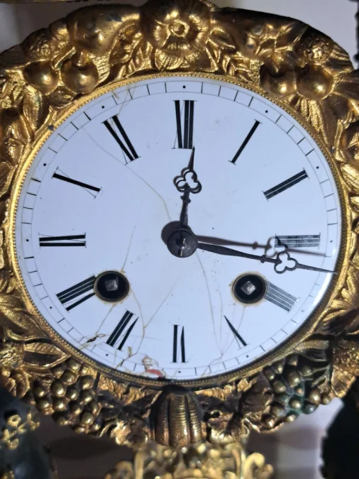 Pendule Ancienne Portique Napoléon 3 avec Marqueterie Boulle