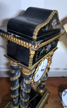 Pendule Ancienne Portique Napoléon 3 avec Marqueterie Boulle