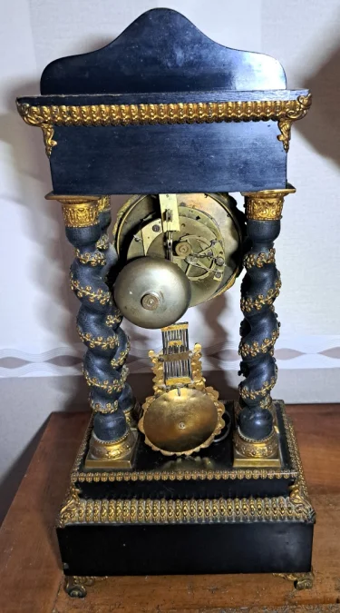 Pendule Ancienne Portique Napoléon 3 avec Marqueterie Boulle