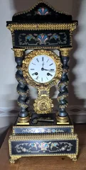 Pendule Ancienne Portique Napoléon 3 avec Marqueterie Boulle