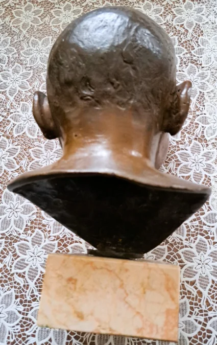 Rare Sculpture art déco en Bronze Buste sur Marbre Enfant