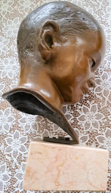 Rare Sculpture art déco en Bronze Buste sur Marbre Enfant