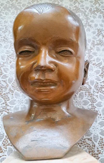 Rare Sculpture art déco en Bronze Buste sur Marbre Enfant