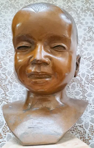 Rare Sculpture art déco en Bronze Buste sur Marbre Enfant