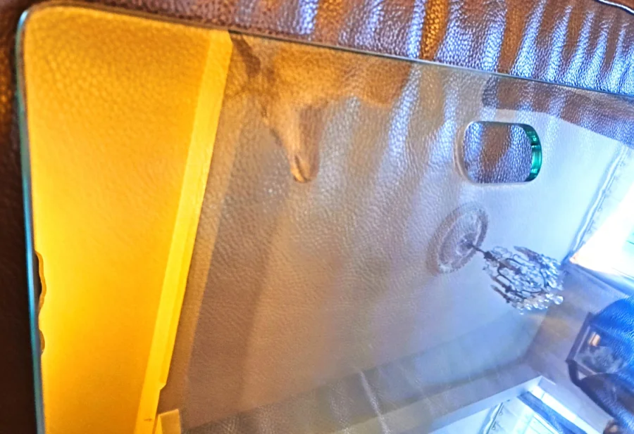 Pare-feu en verre trempé avec pieds en chrome année 90