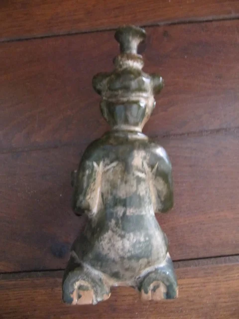statuette en terre cuite vernissée verte origine asiatique 19ème