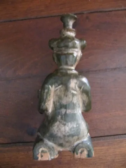 statuette en terre cuite vernissée verte origine asiatique 19ème