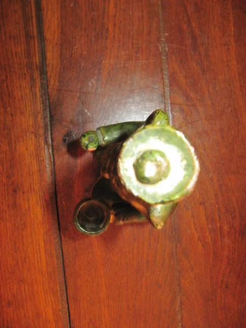 statuette en terre cuite vernissée verte origine asiatique 19ème