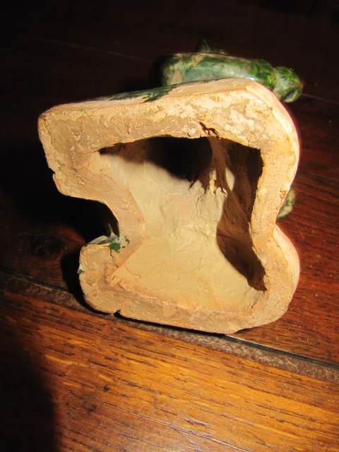 statuette en terre cuite vernissée verte origine asiatique 19ème