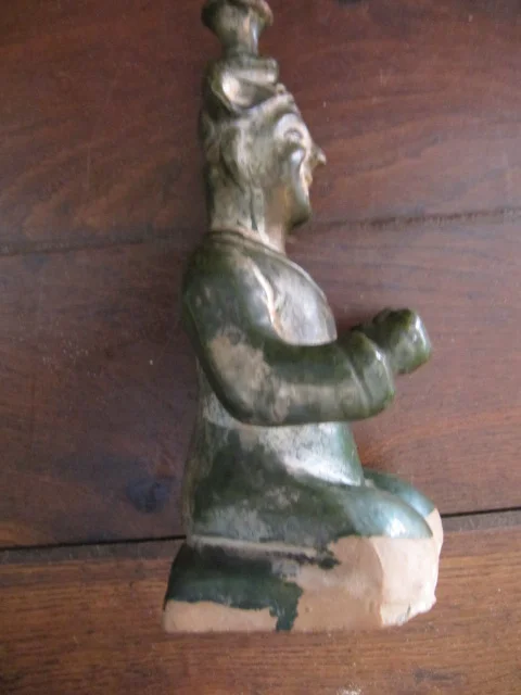 statuette en terre cuite vernissée verte origine asiatique 19ème