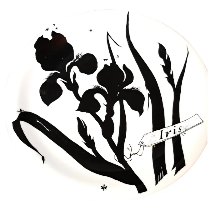 Assiette décorée par Jeannine Hétreau décor Iris pour Primavera vers 1950