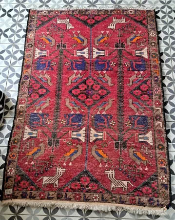 tapis fait main en laine larg 100 x long 160 cm
