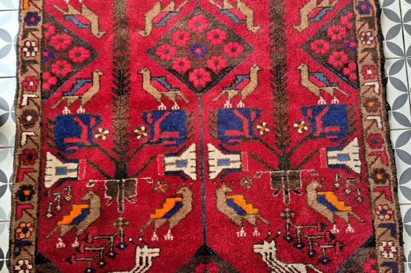 tapis fait main en laine larg 100 x long 160 cm
