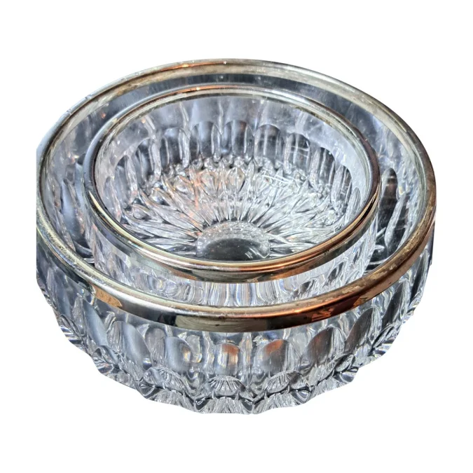 PAIR OF CRYSTAL AND SILVER PLATE BOWLS