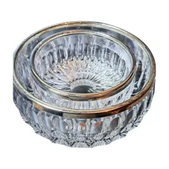 Paire de coupe en cristal taillé bague en métal argenté