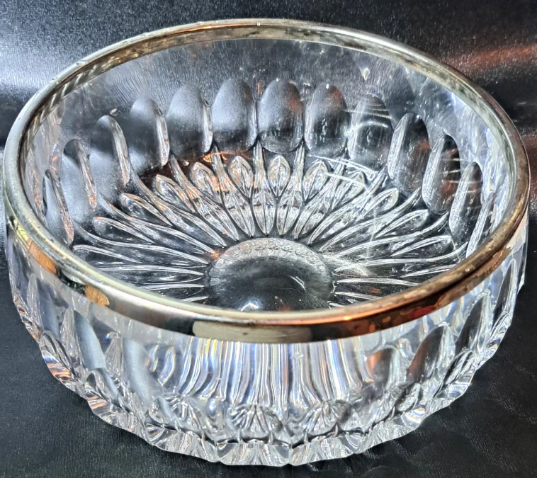 PAIR OF CRYSTAL AND SILVER PLATE BOWLS