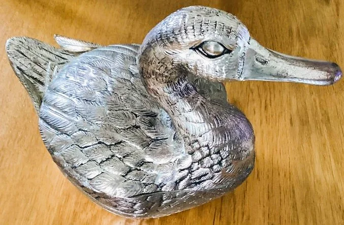 Canard En Métal Argenté Glacière De Table Mauro Manetti 1960