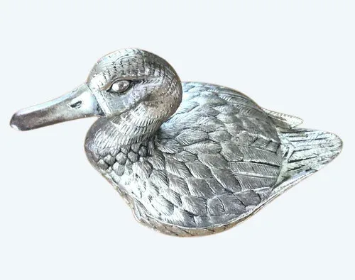 Canard En Métal Argenté Glacière De Table Mauro Manetti 1960