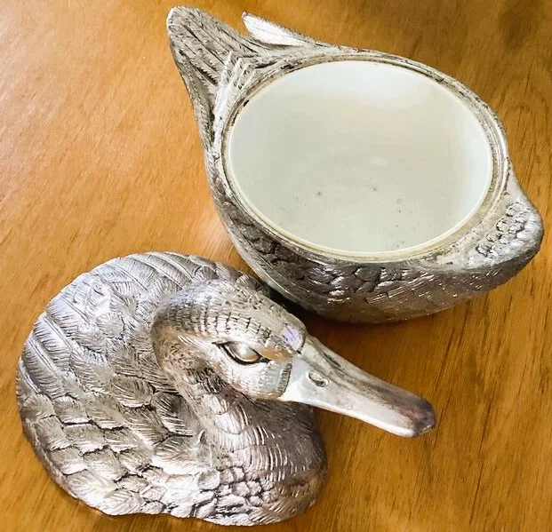 Canard En Métal Argenté Glacière De Table Mauro Manetti 1960