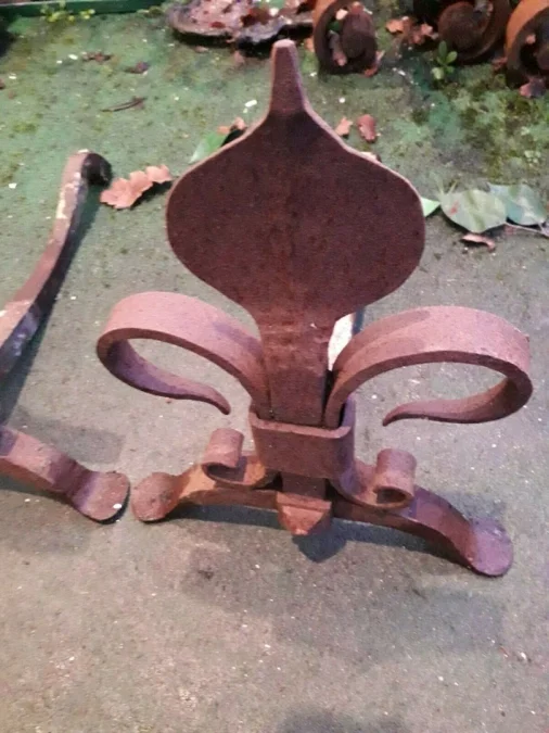 paire de chenets fleur de lys