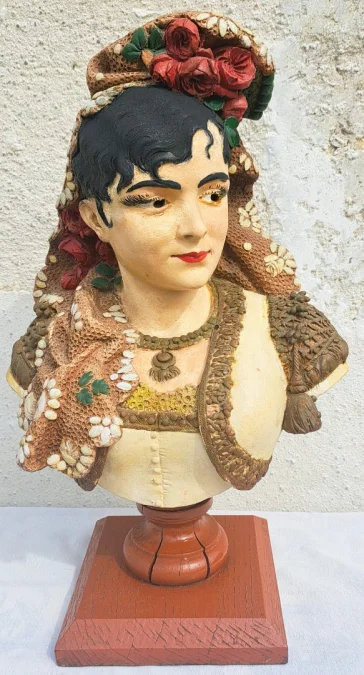 Sculpture Terre Cuite Par Adolphe Maubach Buste De Femme 19ème