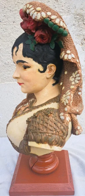 Sculpture Terre Cuite Par Adolphe Maubach Buste De Femme 19ème