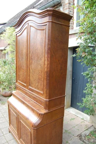 Louis-Philippe tweedelig bureau-bibliotheek in noten, 19e eeuw — Uitstekende staat