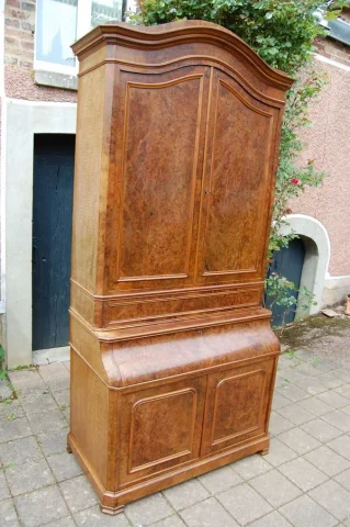 Louis-Philippe tweedelig bureau-bibliotheek in noten, 19e eeuw — Uitstekende staat