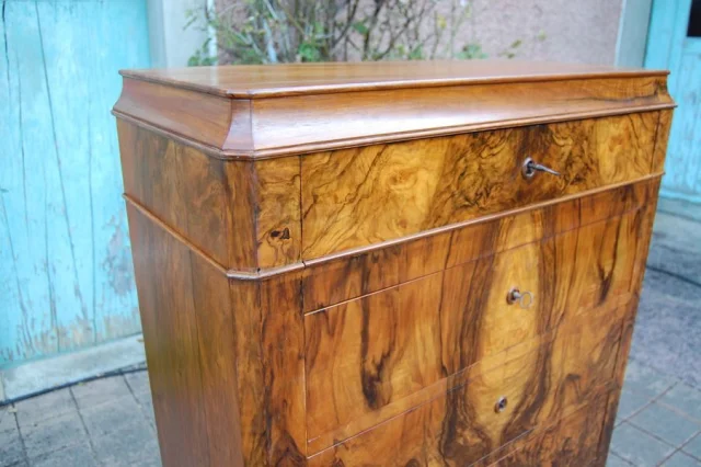 Louis-Philippe solid walnut semainier, 19th century — Excellent condition