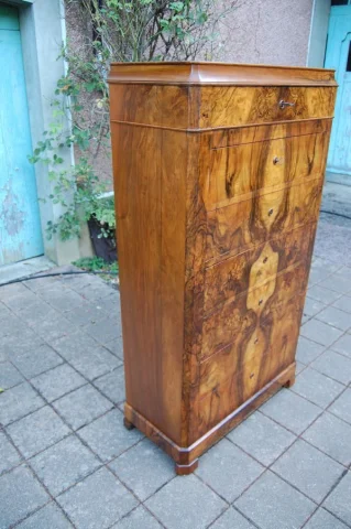 Louis-Philippe solid walnut semainier, 19th century — Excellent condition