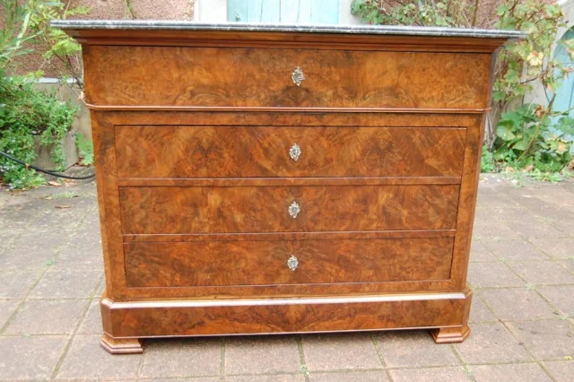 Louis-Philippe walnut secretaire chest of drawers, 19th century — Excellent condition