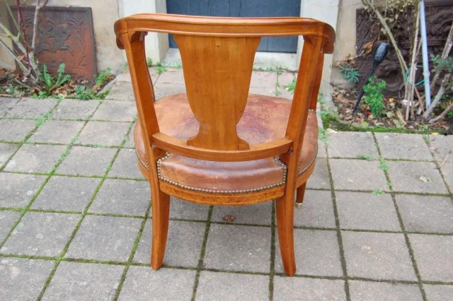Sillón de despacho Napoléon III en caoba — Excelente estado