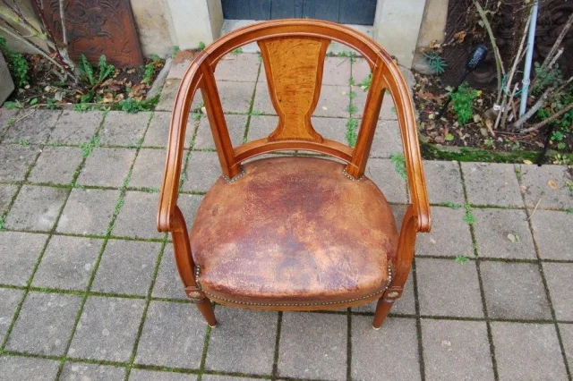 Sillón de despacho Napoléon III en caoba — Excelente estado