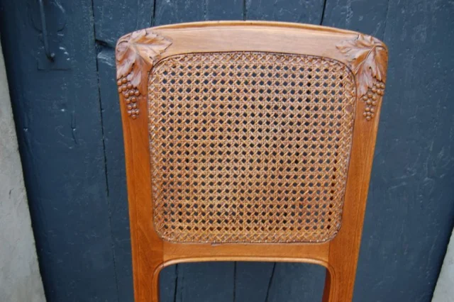 Set of six Art Nouveau walnut chairs, circa 1900
