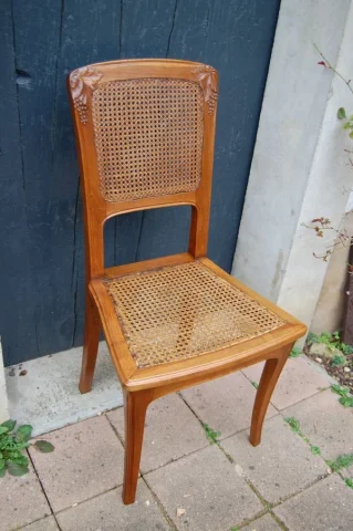 Set of six Art Nouveau walnut chairs, circa 1900