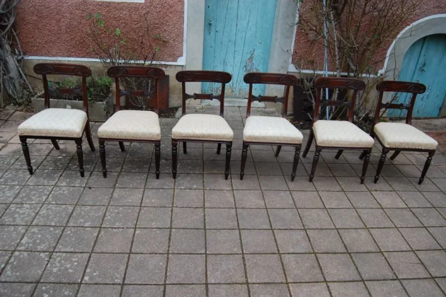 Set van Zes Louis-Philippe Stoelen in Mahonie, 19e Eeuw — Uitstekende staat