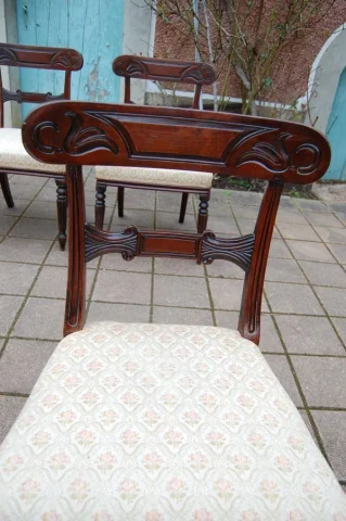 Set van Zes Louis-Philippe Stoelen in Mahonie, 19e Eeuw — Uitstekende staat