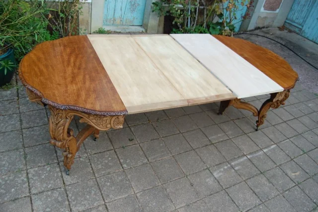 Napoléon III eiken eettafel in Louis XV-stijl, 19e eeuw — Uitstekende staat