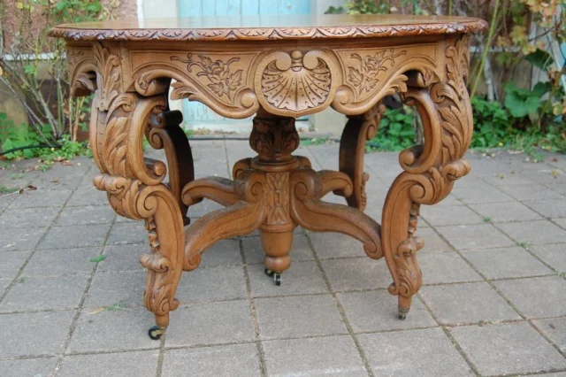 Napoléon III eiken eettafel in Louis XV-stijl, 19e eeuw — Uitstekende staat