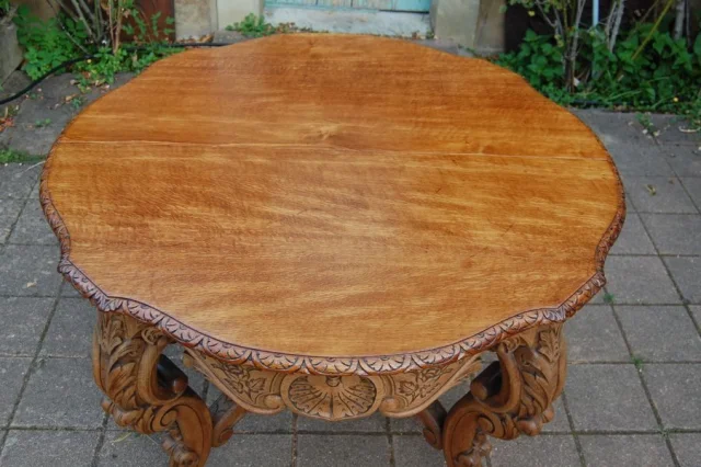 Napoléon III eiken eettafel in Louis XV-stijl, 19e eeuw — Uitstekende staat