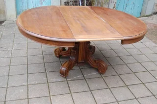 Napoléon III solid walnut pedestal dining table, late 19th century, seats 14