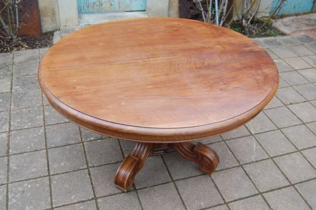 Napoléon III solid walnut pedestal dining table, late 19th century, seats 14 — Excellent condition