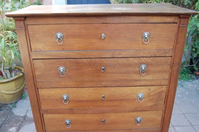 commode semainier in noten van Empire-periode, 19e eeuw — Uitstekende staat