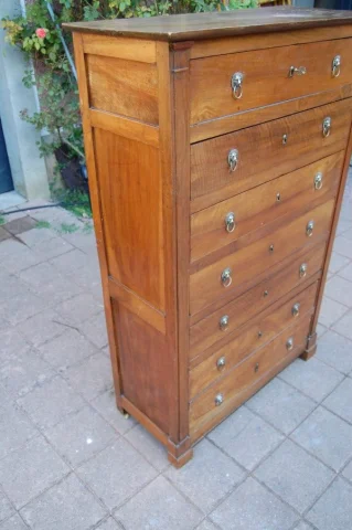 commode semainier in noten van Empire-periode, 19e eeuw — Uitstekende staat