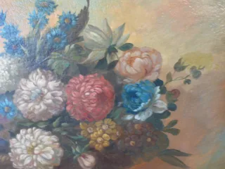 19th CENTURY PAINTING OF FLOWERS