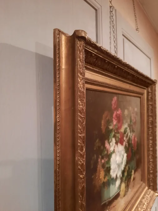 Tableau de fleurs d’époque XIXème siècle signé H. Cauchois.