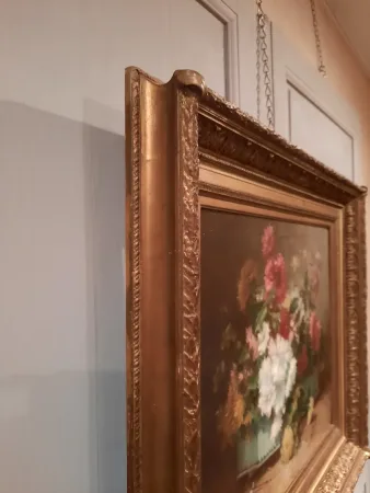 Tableau de fleurs d’époque XIXème siècle signé H. Cauchois.