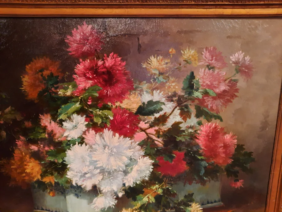 Tableau de fleurs d’époque XIXème siècle signé H. Cauchois.