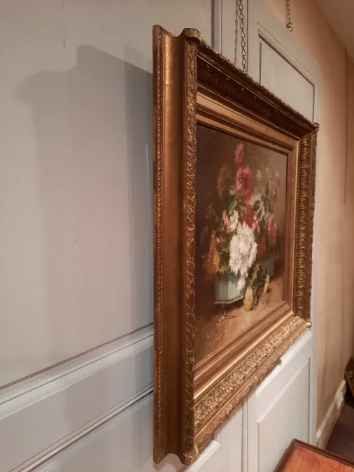 Tableau de fleurs d’époque XIXème siècle signé H. Cauchois.