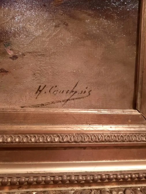 Tableau de fleurs d’époque XIXème siècle signé H. Cauchois.